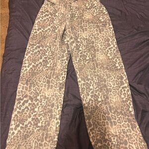 Leopard Print Flare & Wide Leg Jeans